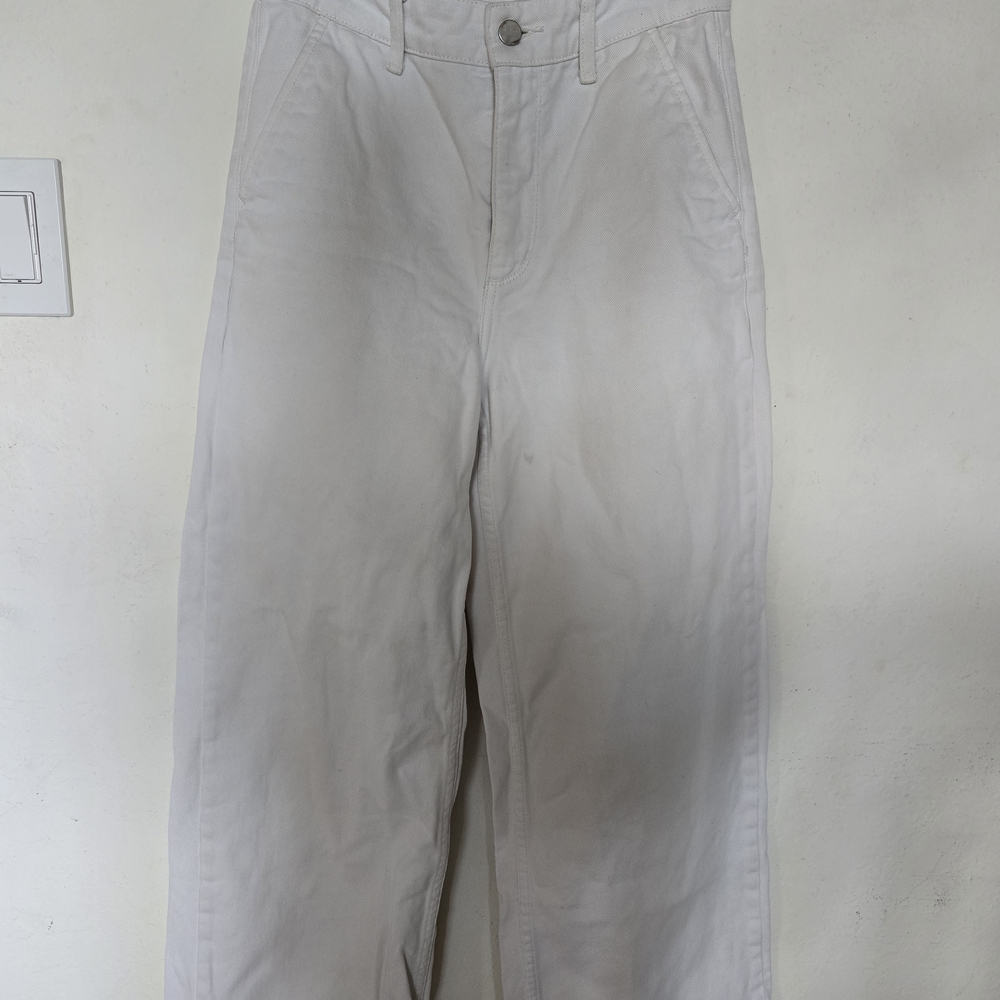 OAK + FORT White High-Waisted Wide-Leg Pants
